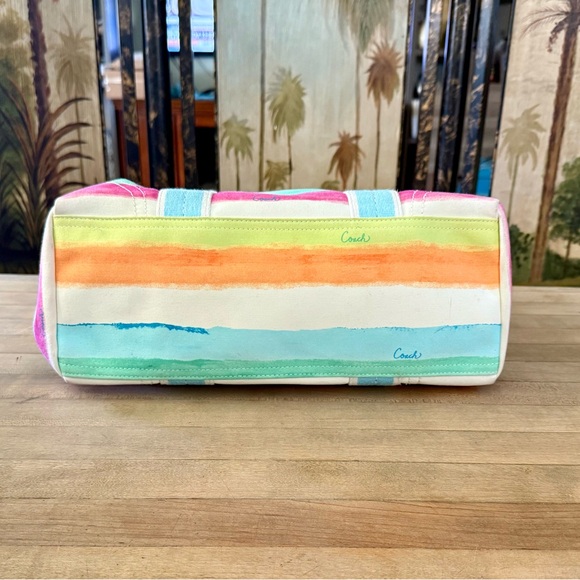 Coach Hampton Small Striped Water Color Tote Bag Purse - Picture 6 of 13
